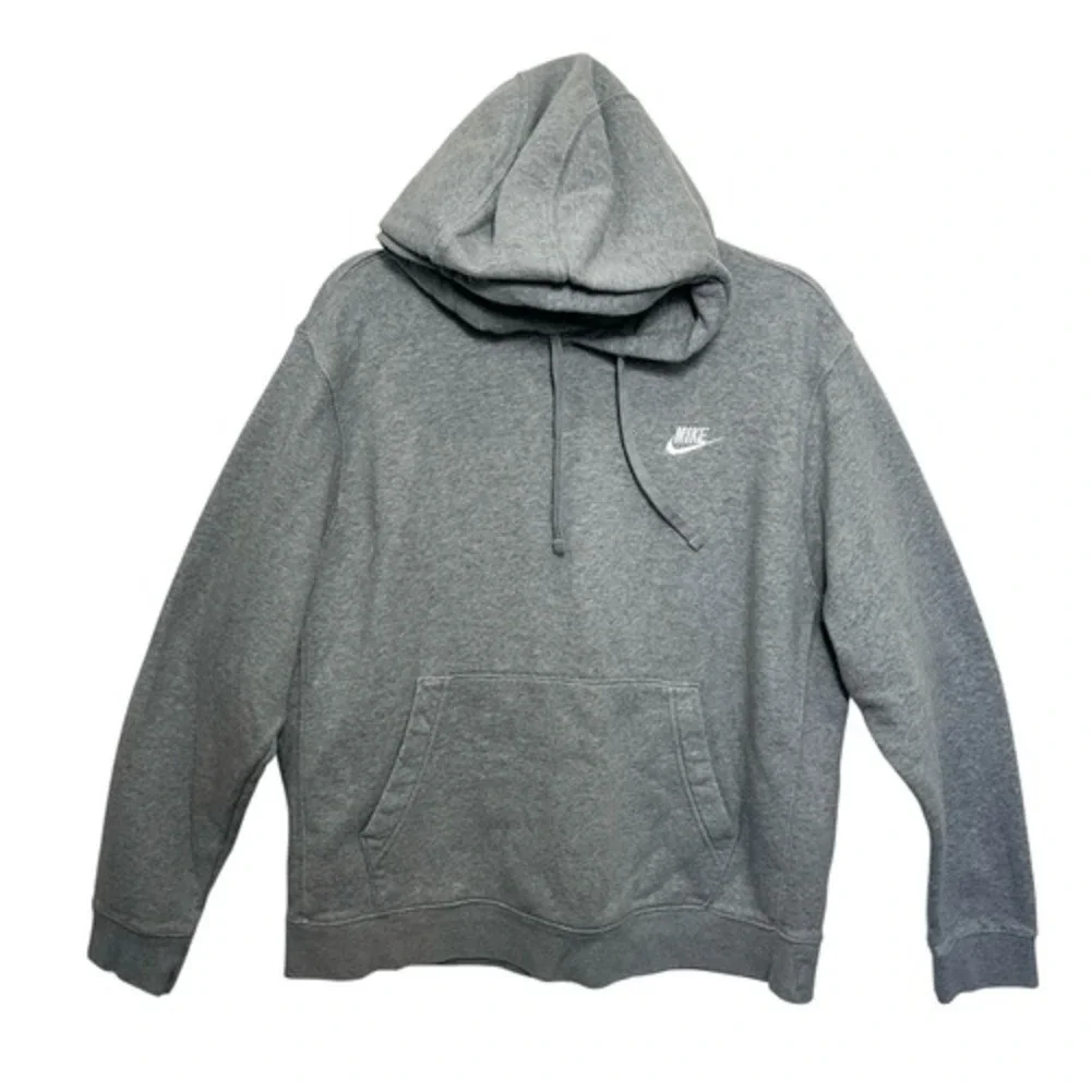 Nike Gray Solid Hoodie, L